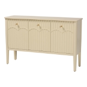 bali & pari Leeba Sideboard - Modern Storage Buffet Console with Fluted Wood and Scalloped Molding for Kitchen or Dining Room